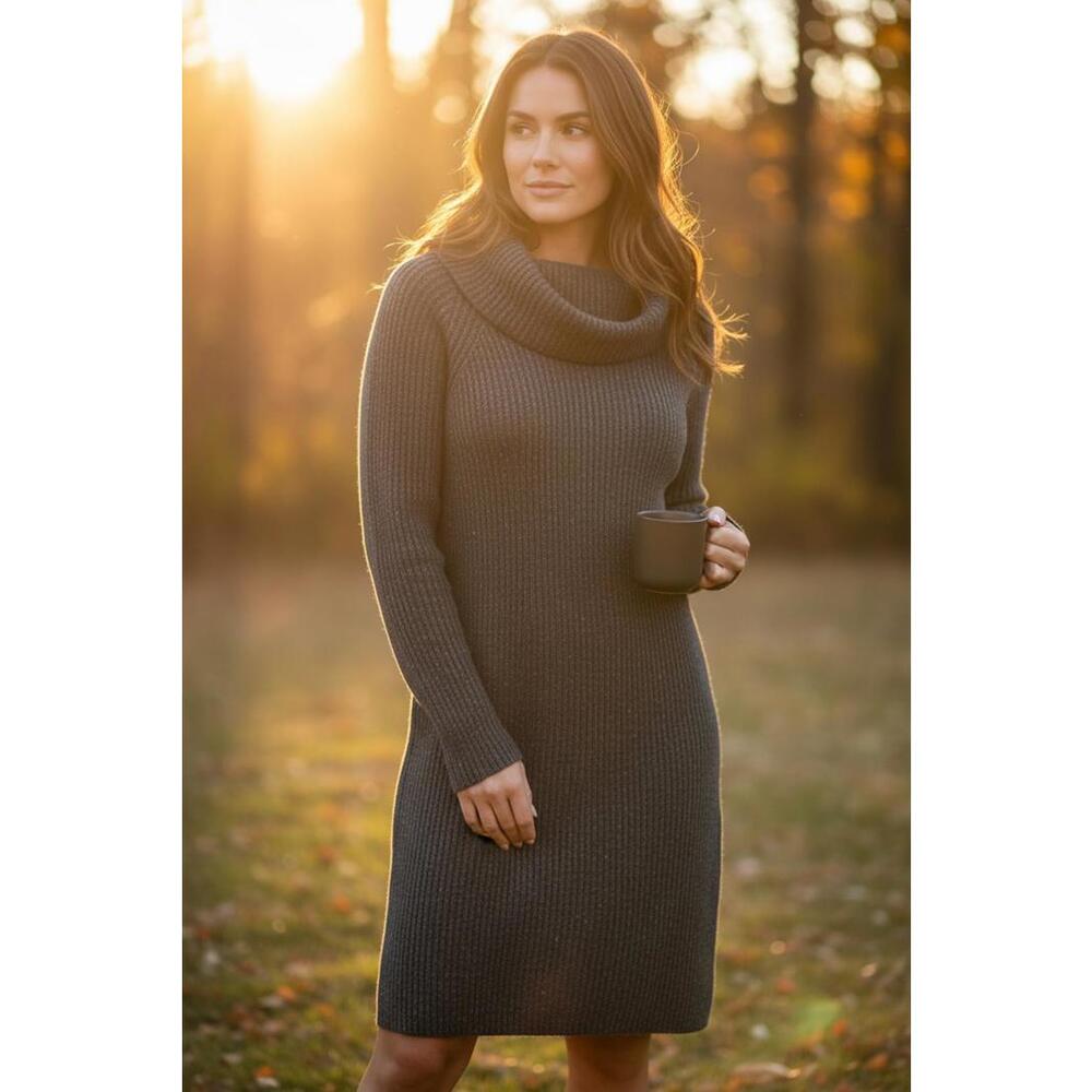 Philosophy Ribbed Knit Long Sleeve Sweater Dress with Cowl Neck